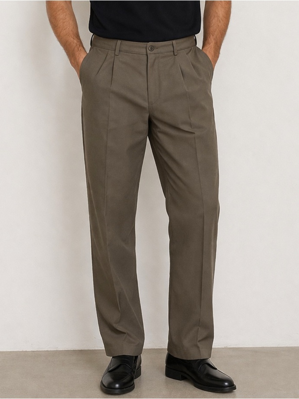 Dockers Men's Pleated Dress Pants in Olive Brown